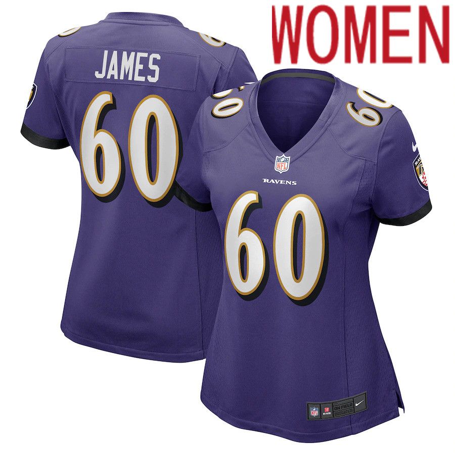 Women Baltimore Ravens #60 JaWuan James Nike Purple Game NFL Jersey